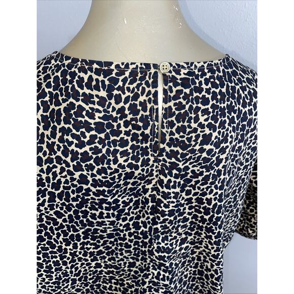 J CREW Size 2X Women Puff Sleeve Animal Print Top Blouse - Picture 5 of 9